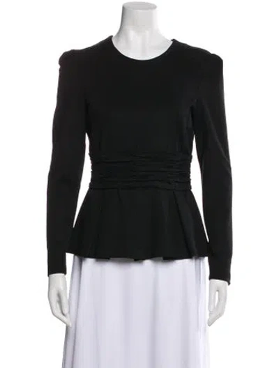 Pre-owned Burberry Crew Neck Long Sleeve Blouse In Black