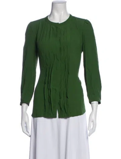 Pre-owned Burberry Crew Neck Long Sleeve Blouse In Green