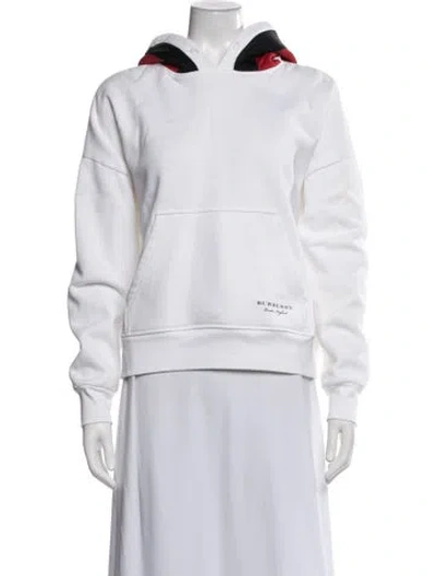 Pre-owned Burberry Crew Neck Long Sleeve Hoodie In White