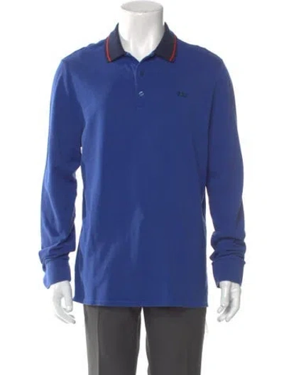 Pre-owned Burberry Crew Neck Long Sleeve Polo Shirt In Blue