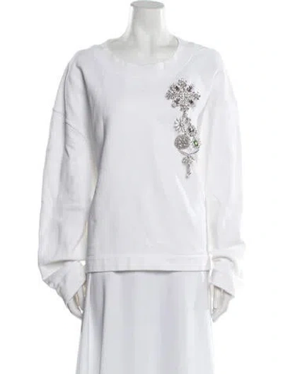 Pre-owned Burberry Crew Neck Long Sleeve Sweatshirt In White