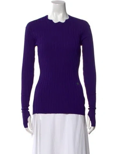 Pre-owned Burberry Crew Neck Long Sleeve Top In Purple