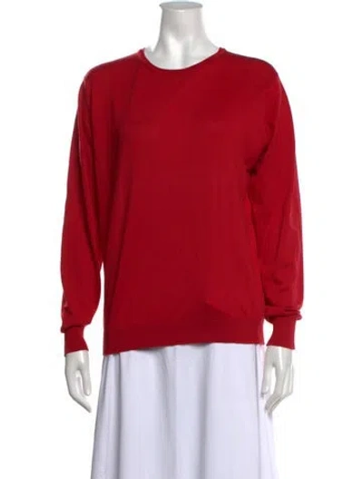 Pre-owned Burberry Crew Neck Long Sleeve Top In Red