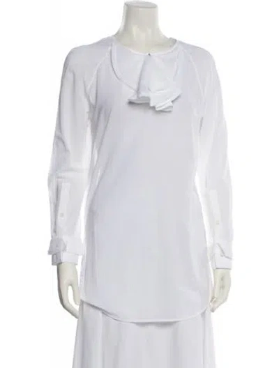 Pre-owned Burberry Crew Neck Long Sleeve Tunic In White