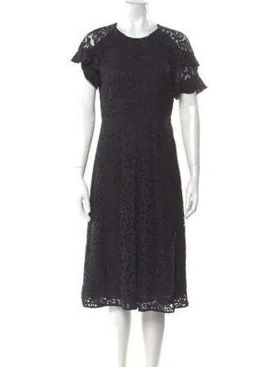 Pre-owned Burberry Crew Neck Midi Length Dress In Black