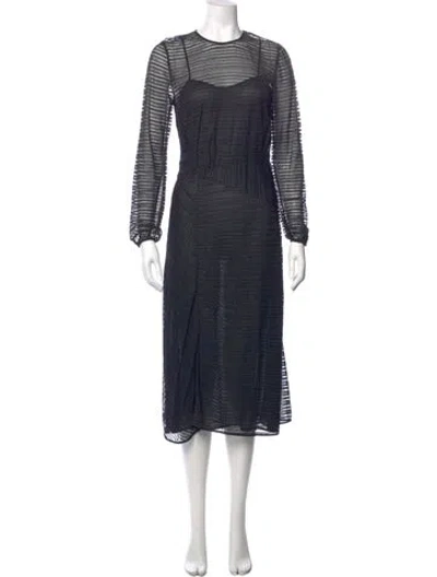 Pre-owned Burberry Crew Neck Midi Length Dress In Black
