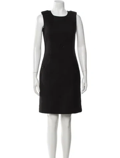 Pre-owned Burberry Crew Neck Mini Dress In Black