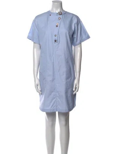 Pre-owned Burberry Crew Neck Mini Dress In Blue