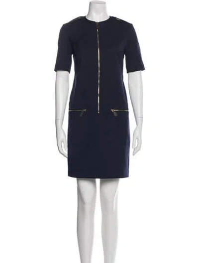 Pre-owned Burberry Crew Neck Mini Dress In Blue