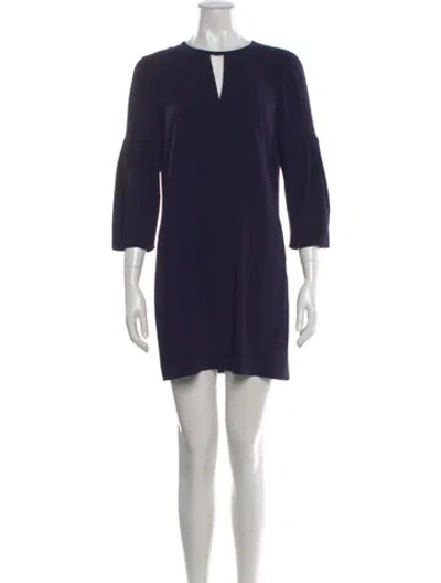 Pre-owned Burberry Crew Neck Mini Dress In Blue