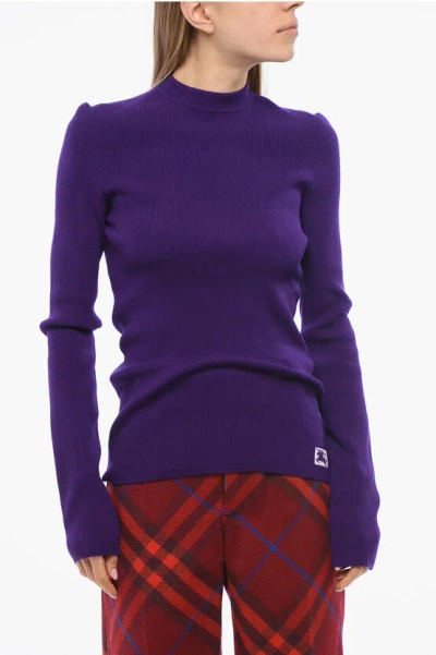 Burberry Equestrian Knight Logo Wool Blend Sweater In Royal