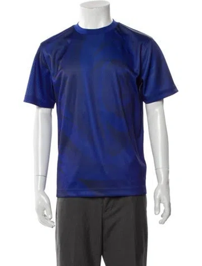 Pre-owned Burberry Crew Neck Short Sleeve Button-up Top W/ Tags In Blue