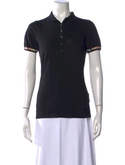 Pre-owned Burberry Crew Neck Short Sleeve Polo In Black