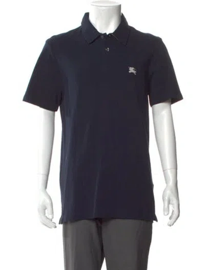 Pre-owned Burberry Crew Neck Short Sleeve Polo Shirt In Blue