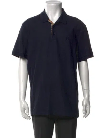 Pre-owned Burberry Crew Neck Short Sleeve Polo Shirt In Blue