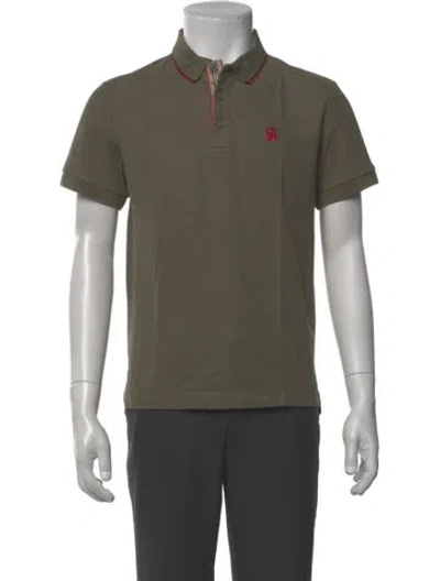 Pre-owned Burberry Crew Neck Short Sleeve Polo Shirt In Green