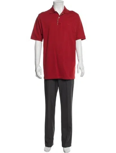 Pre-owned Burberry Crew Neck Short Sleeve Polo Shirt In Red