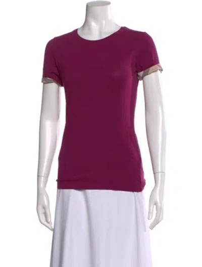 Pre-owned Burberry Crew Neck Short Sleeve T-shirt In Purple
