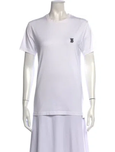 Pre-owned Burberry Crew Neck Short Sleeve T-shirt In White
