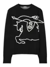 Burberry Black Crewneck Sweater With Maxi Ekd Logo On The Front In Cotton Blend In Black