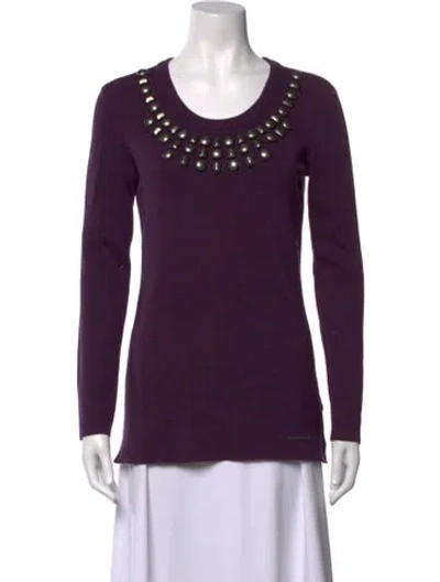 Pre-owned Burberry Crew Neck Sweater In Purple