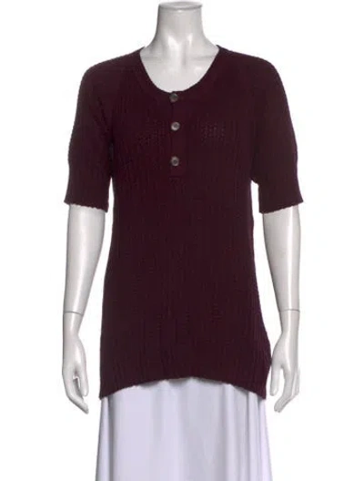 Pre-owned Burberry Crew Neck Sweater W/ Tags In Burgundy