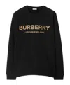 Burberry Logo Cotton Sweatshirt In Black