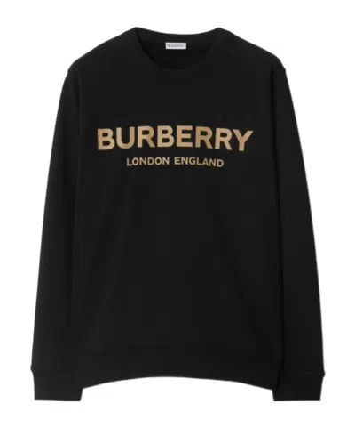 Burberry Logo Cotton Sweatshirt In Black