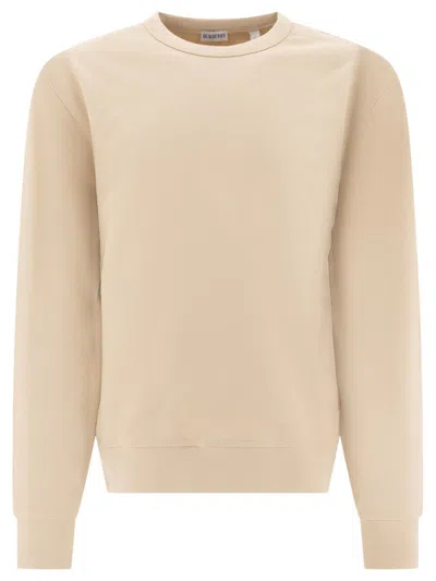 Burberry Crew Neck Sweatshirt With Check Detail In Neutral