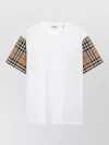 Burberry White T-shirt With Check-pattern Sleeves In White