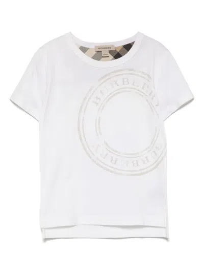 Burberry Kids' T-shirt Mit Rundem Ausschnitt In White