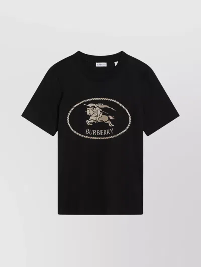 Burberry Black T-shirt With Equestrian Knight Design