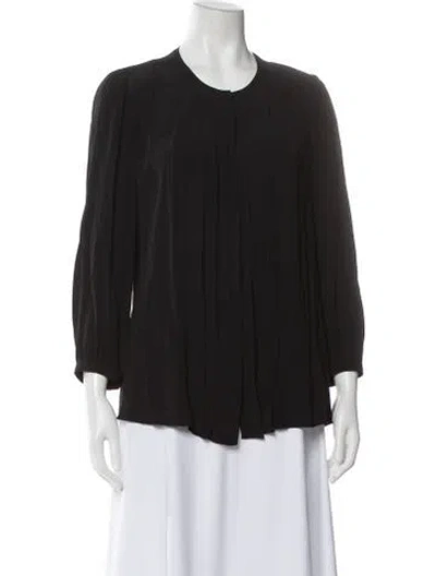 Pre-owned Burberry Crew Neck Three-quarter Sleeve Blouse In Black