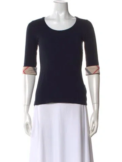 Pre-owned Burberry Crew Neck Three-quarter Sleeve T-shirt In Black
