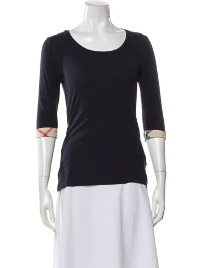 Pre-owned Burberry Crew Neck Three-quarter Sleeve T-shirt In Blue