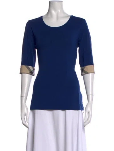 Pre-owned Burberry Crew Neck Three-quarter Sleeve T-shirt In Blue