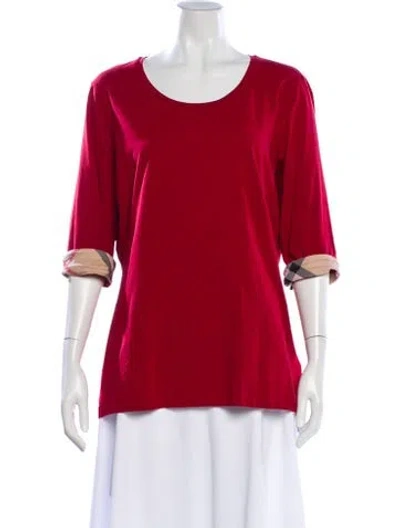 Pre-owned Burberry Crew Neck Three-quarter Sleeve T-shirt In Red