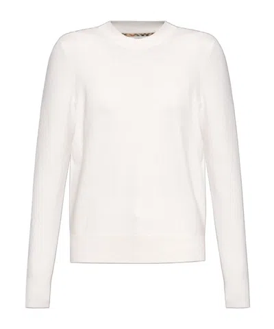 Burberry Crewneck Knit Sweater In White