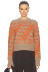 Burberry Cropped Fox Wool Sweater In Linden & Orange