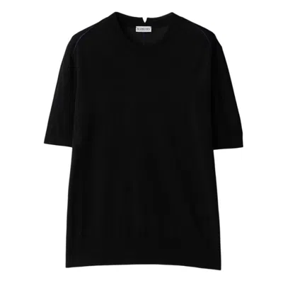 Burberry Crew-neck Wool Knitted T-shirt In Black
