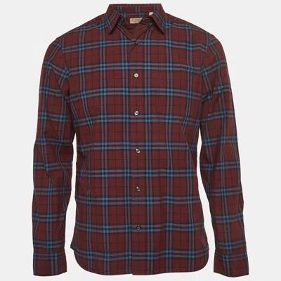 Pre-owned Burberry Crimson Red Checked Cotton Alexander Shirt M In Burgundy