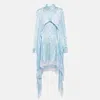 Burberry Crinkled Effect Long Sleeve Dress In Blue