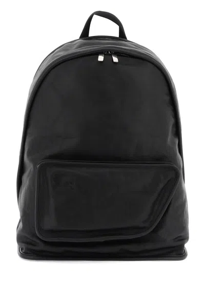 Burberry "crinkled Leather Shield Backpack In Nero