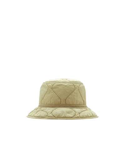 BURBERRY BURBERRY LOGO EMBROIDERED CRINKLED QUILTED BUCKET HAT