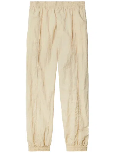 Burberry Elastic Waistband Trousers With Cuffs And Pockets In Yellow