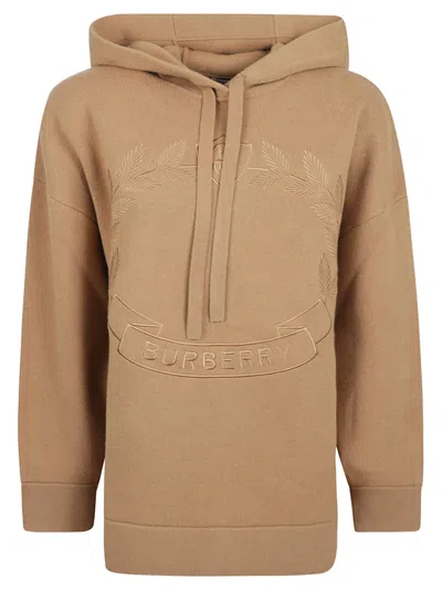 Burberry Cristiana Crest Knit Hoodie In Neutrals