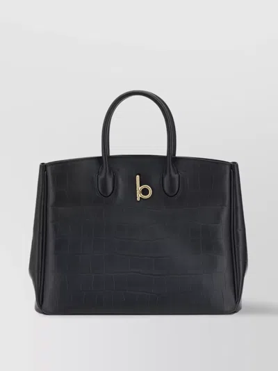 Burberry Croc-effect Leather Handbag With Gold Hardware