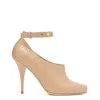 Burberry Croc Embossed Leather Blyth Peep Toe Pumps