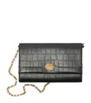 Burberry Croc-embossed Leather Chain Strap Cotswolds Wallet In Black