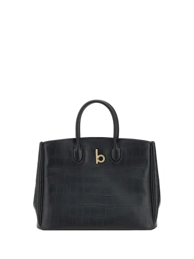 Burberry Crocco Handbag In Black
